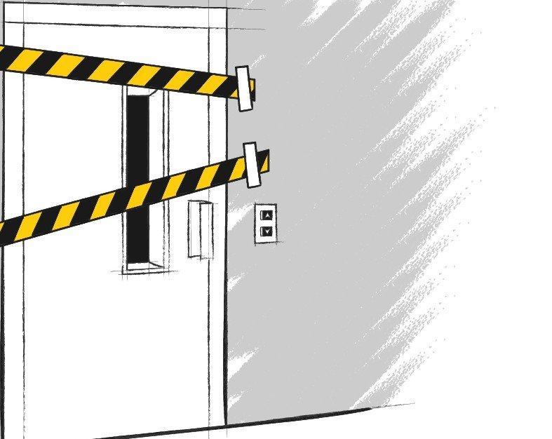 Ilustración ascensor después de accidente