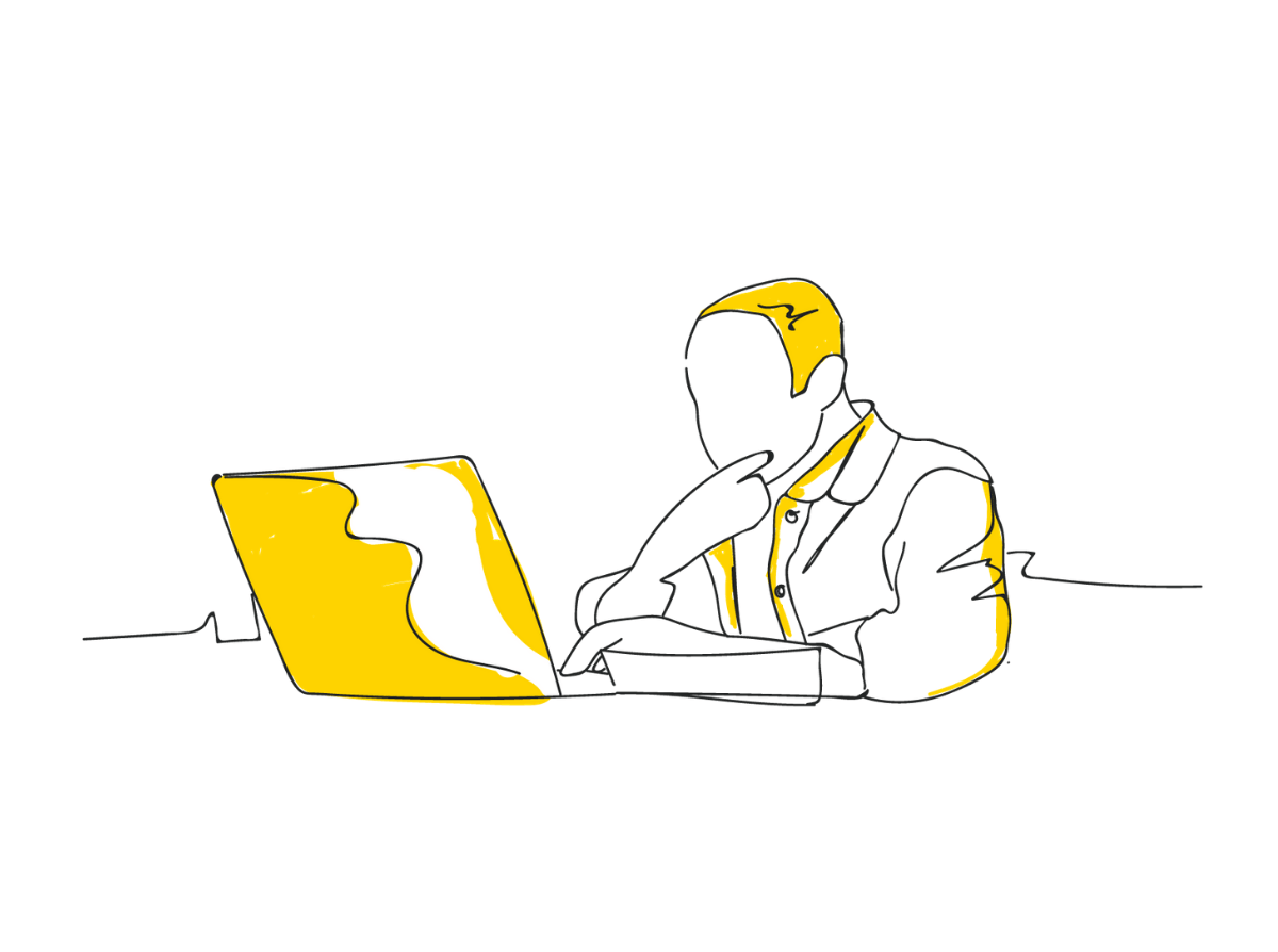Ilustración hombre usando laptop