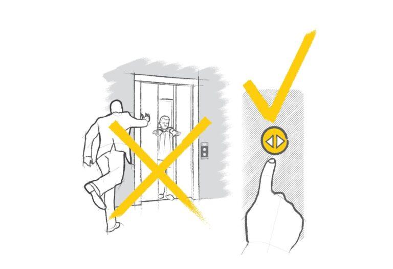 Ilustración tocar botonera ascensor