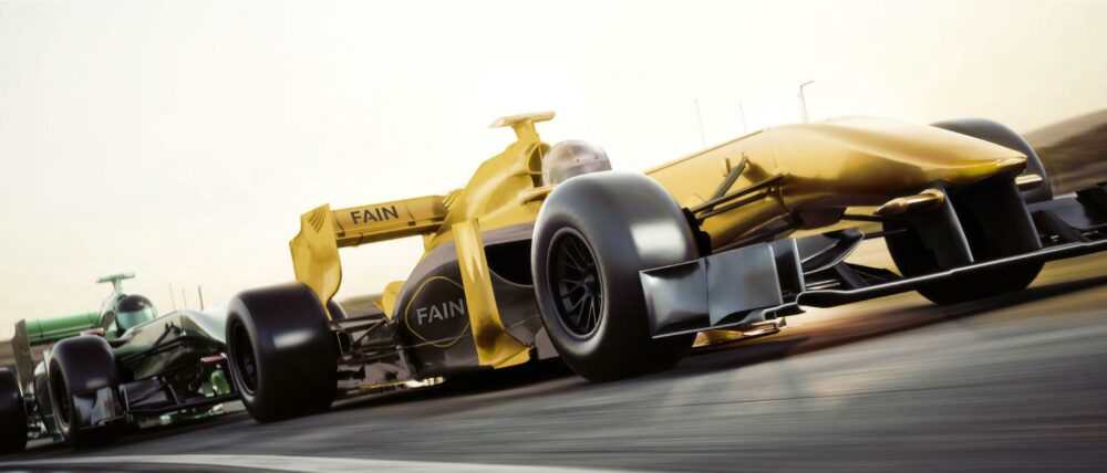 coche fórmula uno con logotipo FAIN