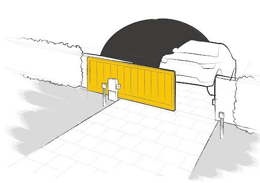 ilustración puerta automática corredera