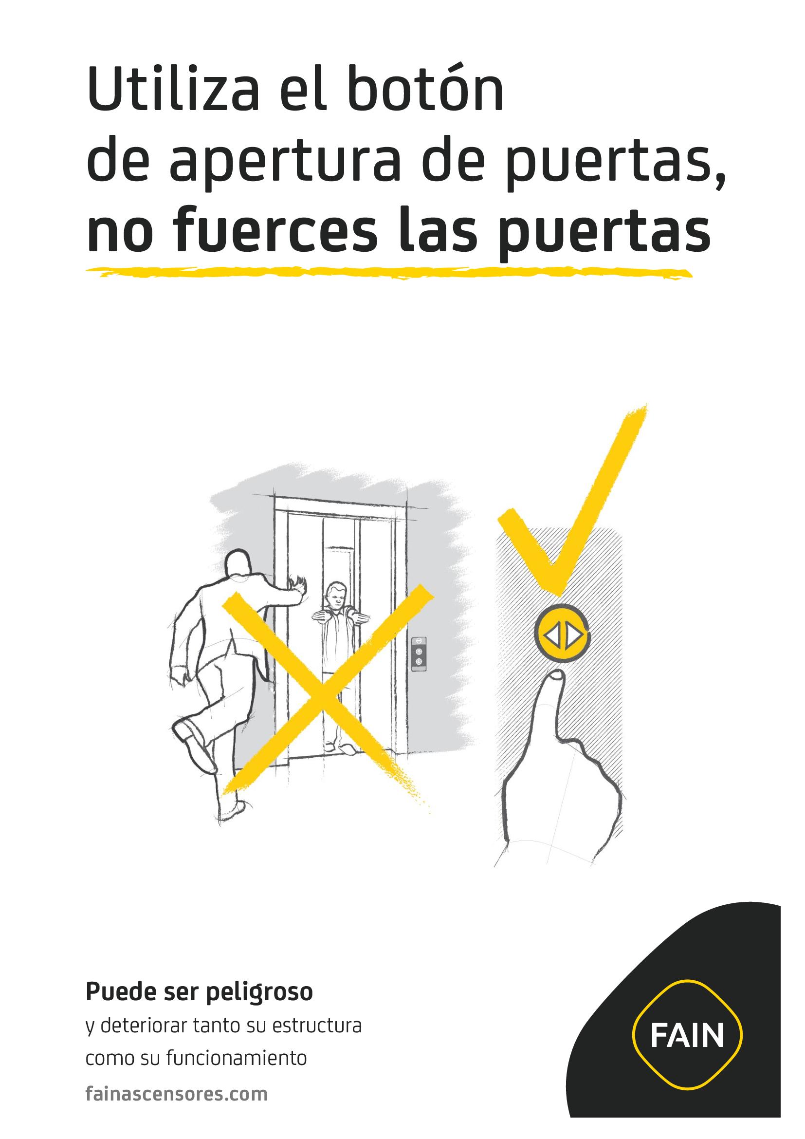Cartel informativo para comunidades de vecinos: No fuerces las puertas