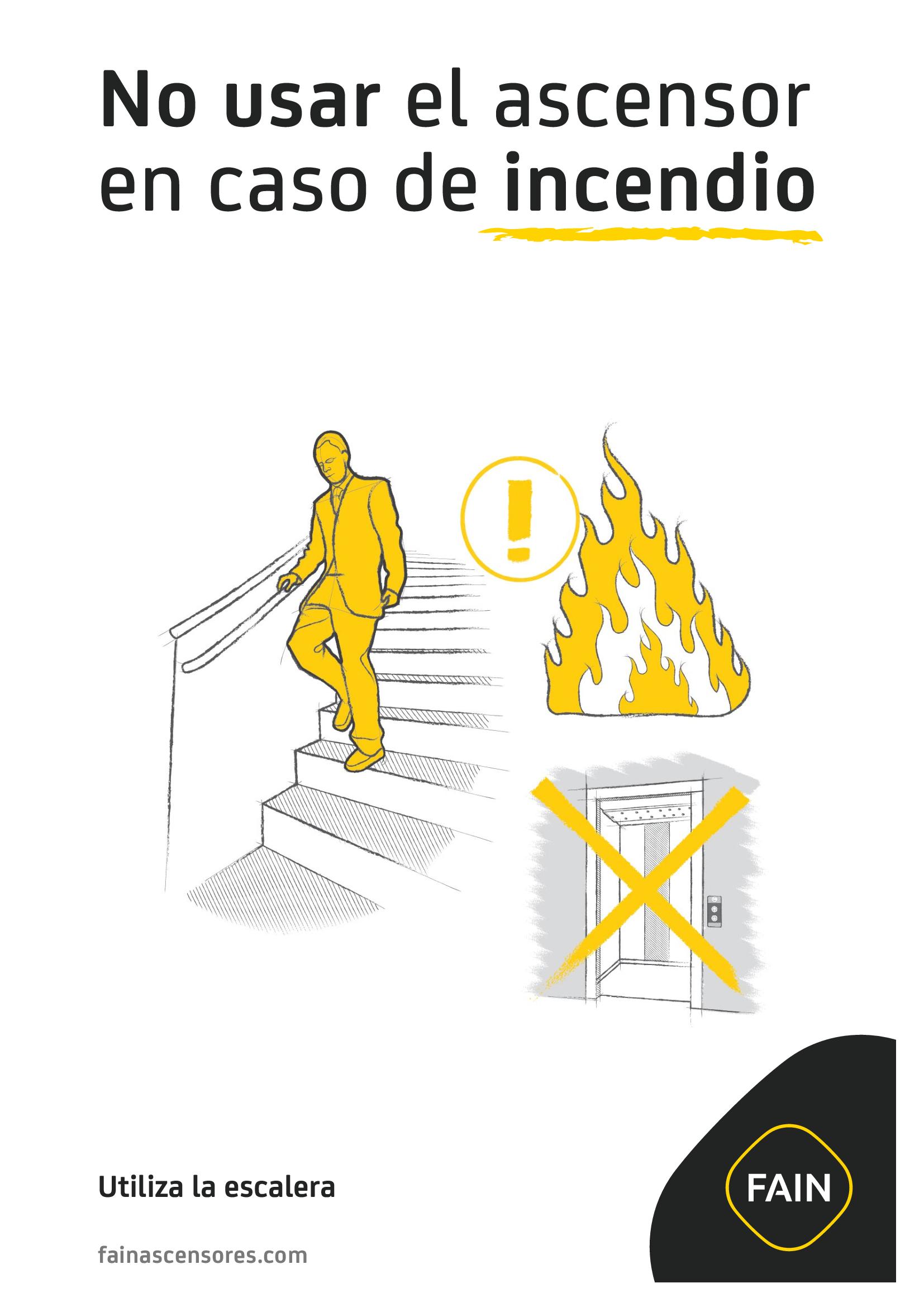 Cartel para comunidades de vecinos: No usar en caso de incendio