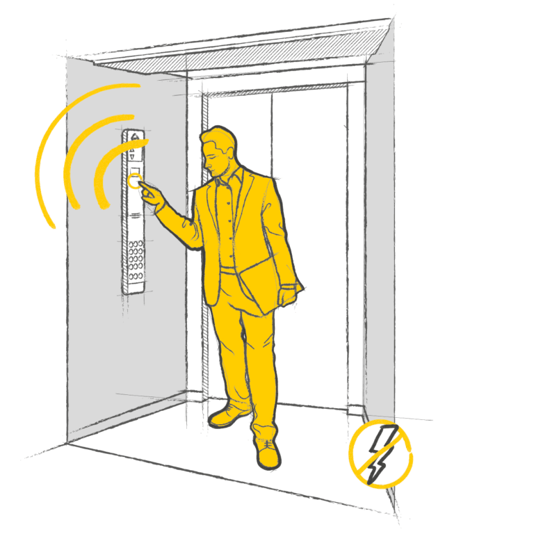 Ilustración persona atrapada ascensor