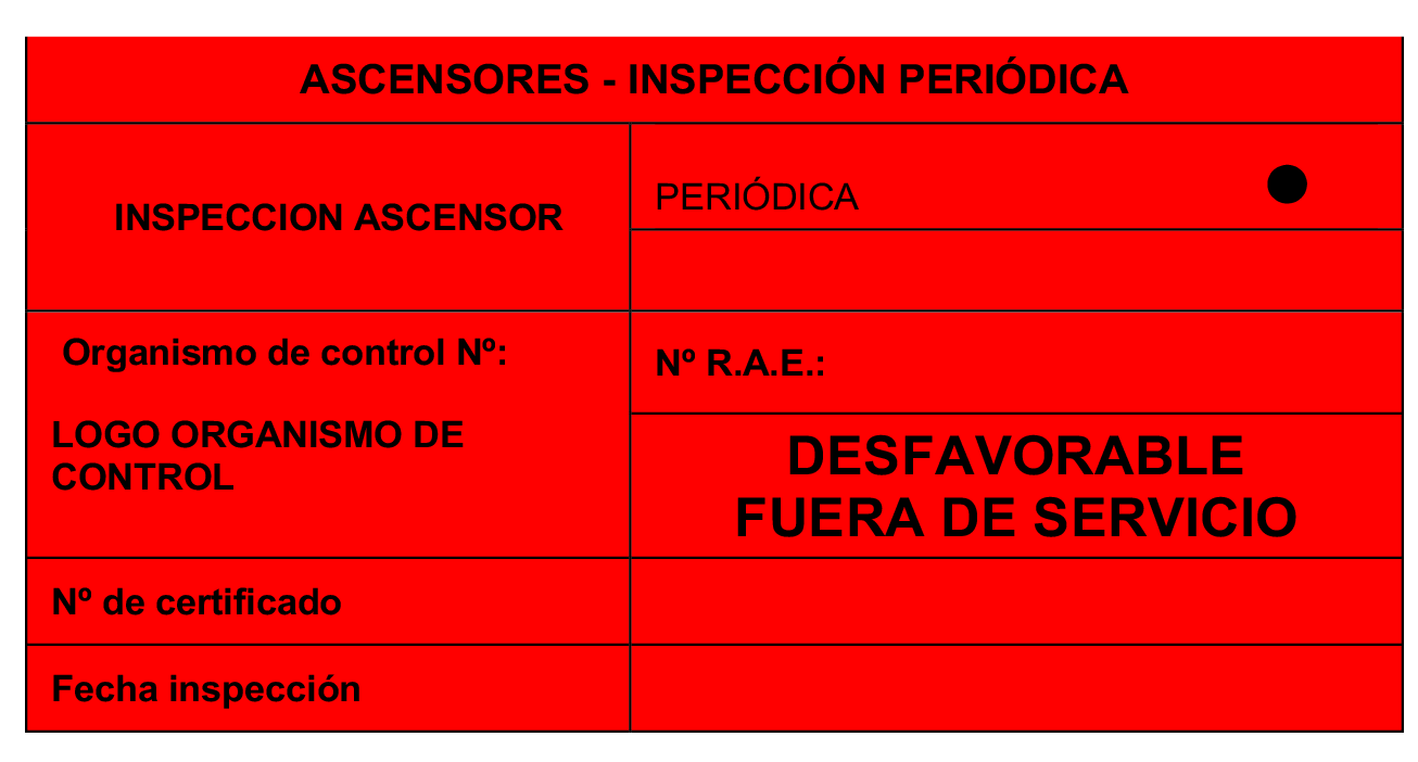 Pegatina Inspección periódica desfavorable