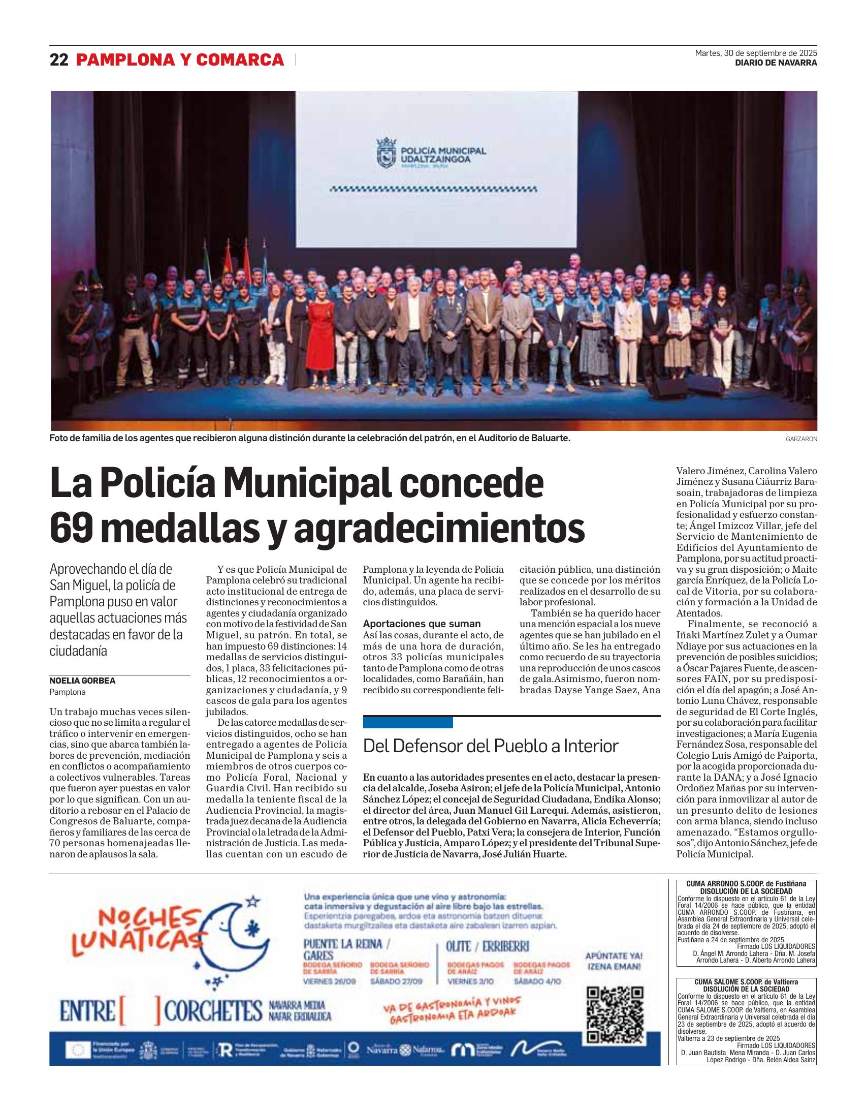 Noticia publicada en prensa del reconocimiento a Óscar Pajares