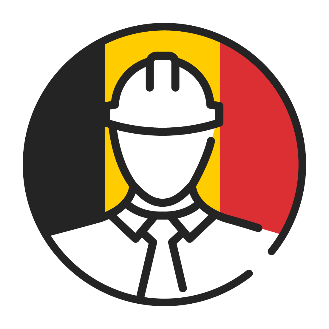 Sombre de un técnico sobre la bandera de Bélgica