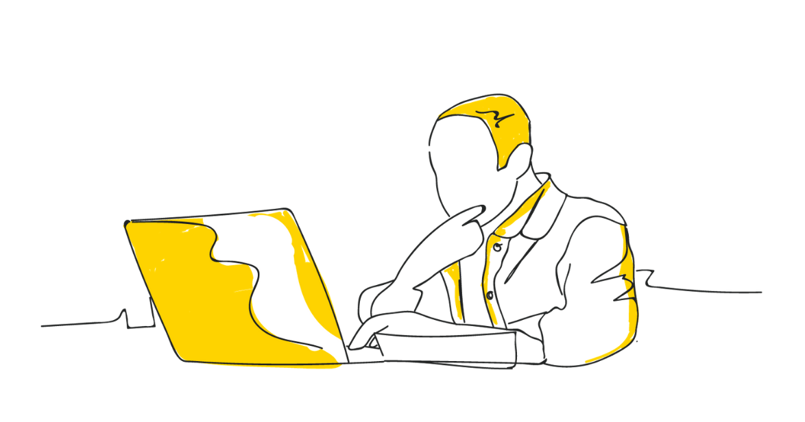 Ilustración hombre usando laptop