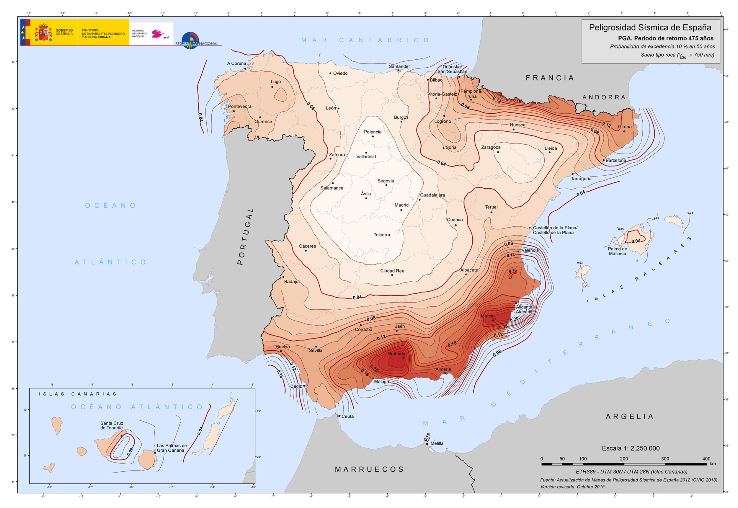 Mapa Peligrosidad Sísmica en España