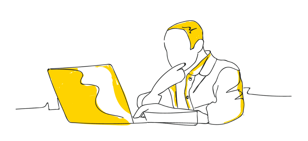 Ilustración hombre usando laptop
